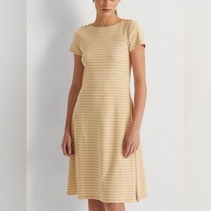 Ralph Lauren Black Label Tan Striped Midi Dress